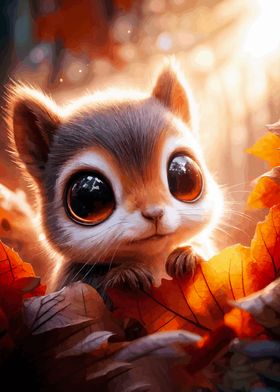 Cute Squirrel in Autumn