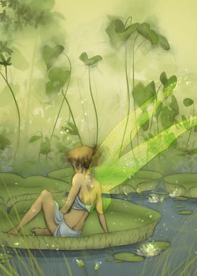 Forest Fairy on a Lily Pad