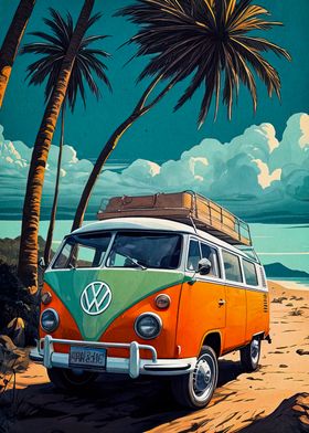 VW Bus Beach Escape