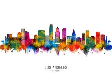 Los Angeles Skyline Watercolor