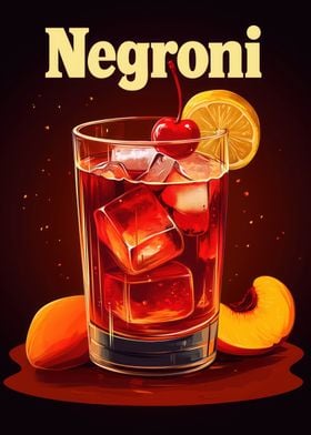 Negroni Cocktail Illustration