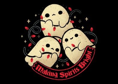 Cute Ghosts Making Spirits Bright