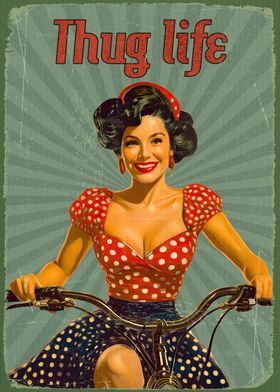 Thug Life Pinup on a bike