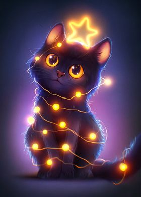 Christmas Cat with Lights