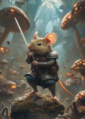 Mouse Warrior in a Fantasy Forest