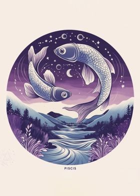 Pisces Zodiac Illustration