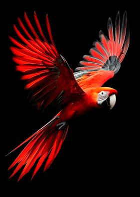 Scarlet Macaw in Flight