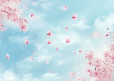 Pink Cherry Blossoms Falling