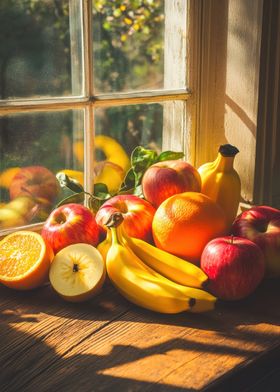 Fruit Still Life by Window