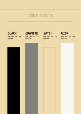 Color Palette - Black, Granite, Satin, Wisp