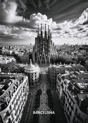 Barcelona Skyline with Sagrada Familia