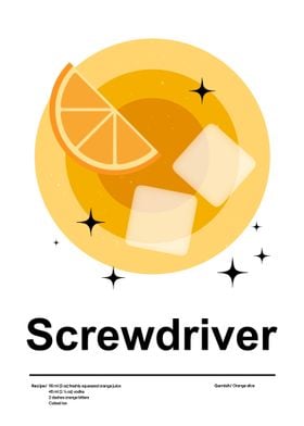 Screwdriver Cocktail Illustration