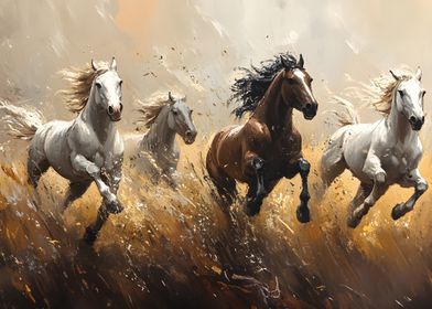 Running Horses Painting