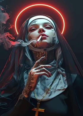 Nun with Tattoo and Halo