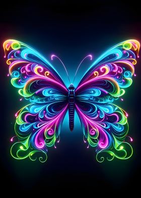 Neon Butterfly Art