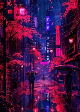 Neon Rain in Japan