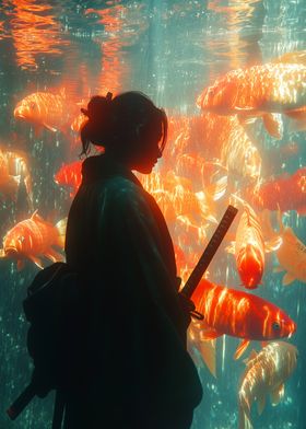 Ronin with Koi Fish