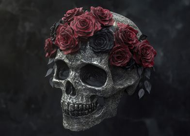 Skull with Rose Wreath