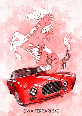 Ferrari 340 Watercolor Art