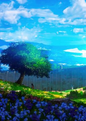 Anime Landscape with Wall