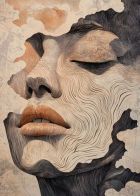 Abstract Face Art, Beige Grey abstract face art, woman portrait