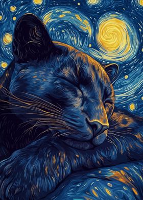 Cat in Starry Night