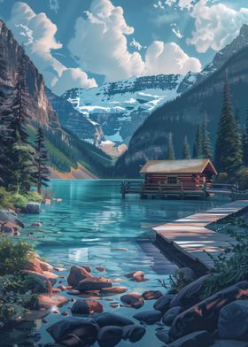 Mountain Cabin by the Lake