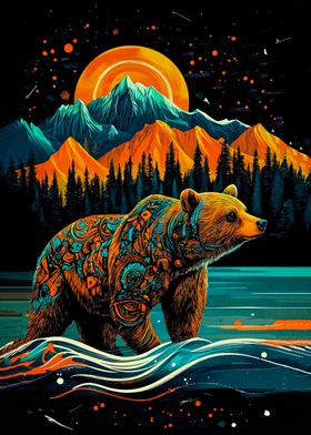 Bear in Mountain Landscape