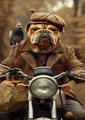 Bulldog on Motorcycle