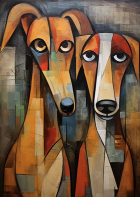 Two Dogs in Abstract Style