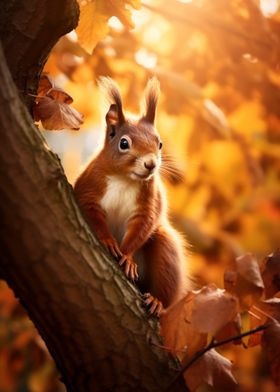 Red Squirrel in Autumn