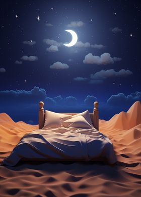 Bed in the Desert Night