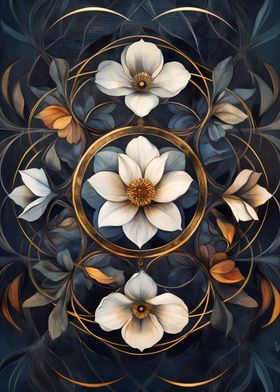 Golden Floral Art Deco