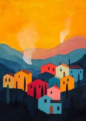 Colorful Village Sunset