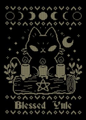 Blessed Yule Black Cat UGLY CHRISTMAS