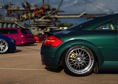 Green Audi TT with Custom Wheels