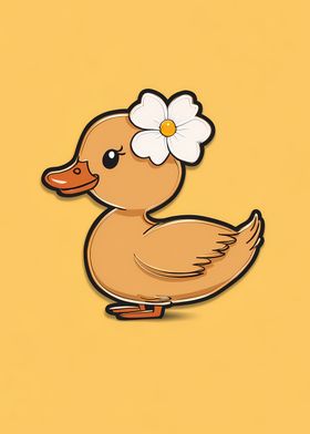 Cute Duckling with Flower