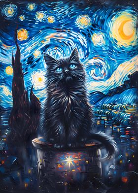 Starry Night Cat