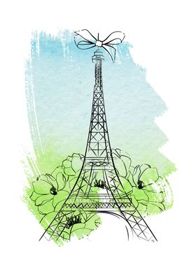 Eiffel Tower Watercolor Art