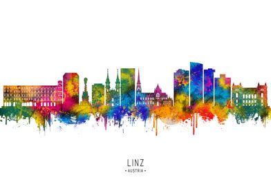 Linz Skyline Watercolor