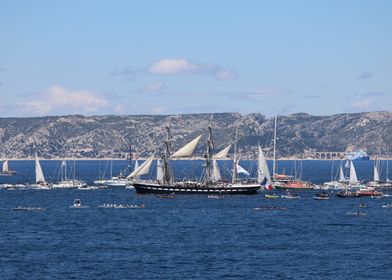 Sailing Ships at Sea in Marseille