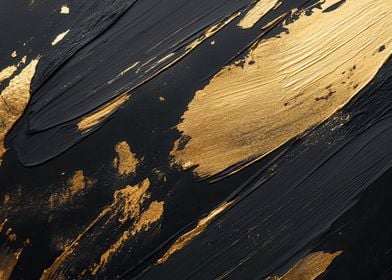 Gold and Black Abstract Art