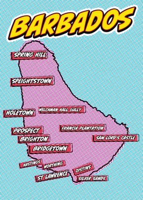 Barbados Map Pop Art