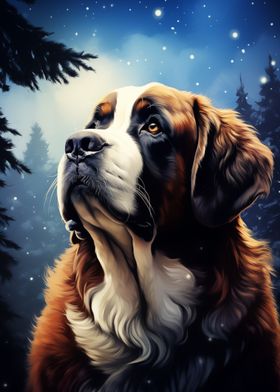 Saint Bernard Dog Portrait