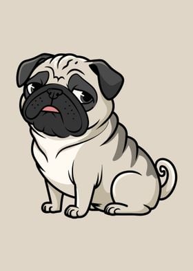 Cute Pug Illustration