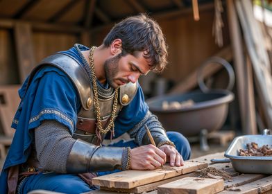 Roman Soldier Carving Wood