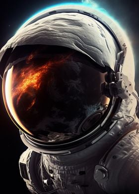 Burning Earth Astronaut