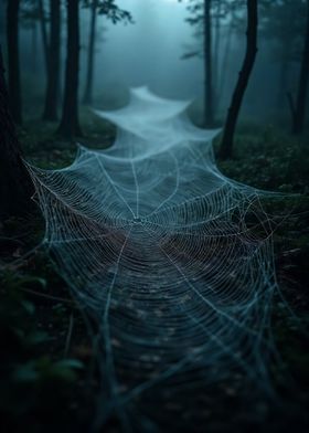 Giant Spiderweb in Forest