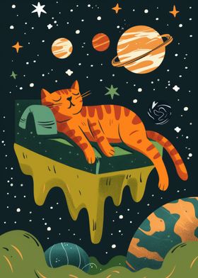 Cat Sleeping in Space