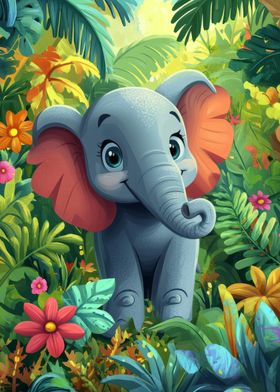 Cute Elephant in Jungle